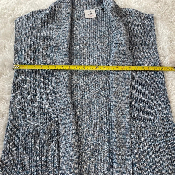CAbi Sleeveless Blue Knit Long Duster Open Front Sweater Cardigan Women’s Size S - Picture 10 of 11